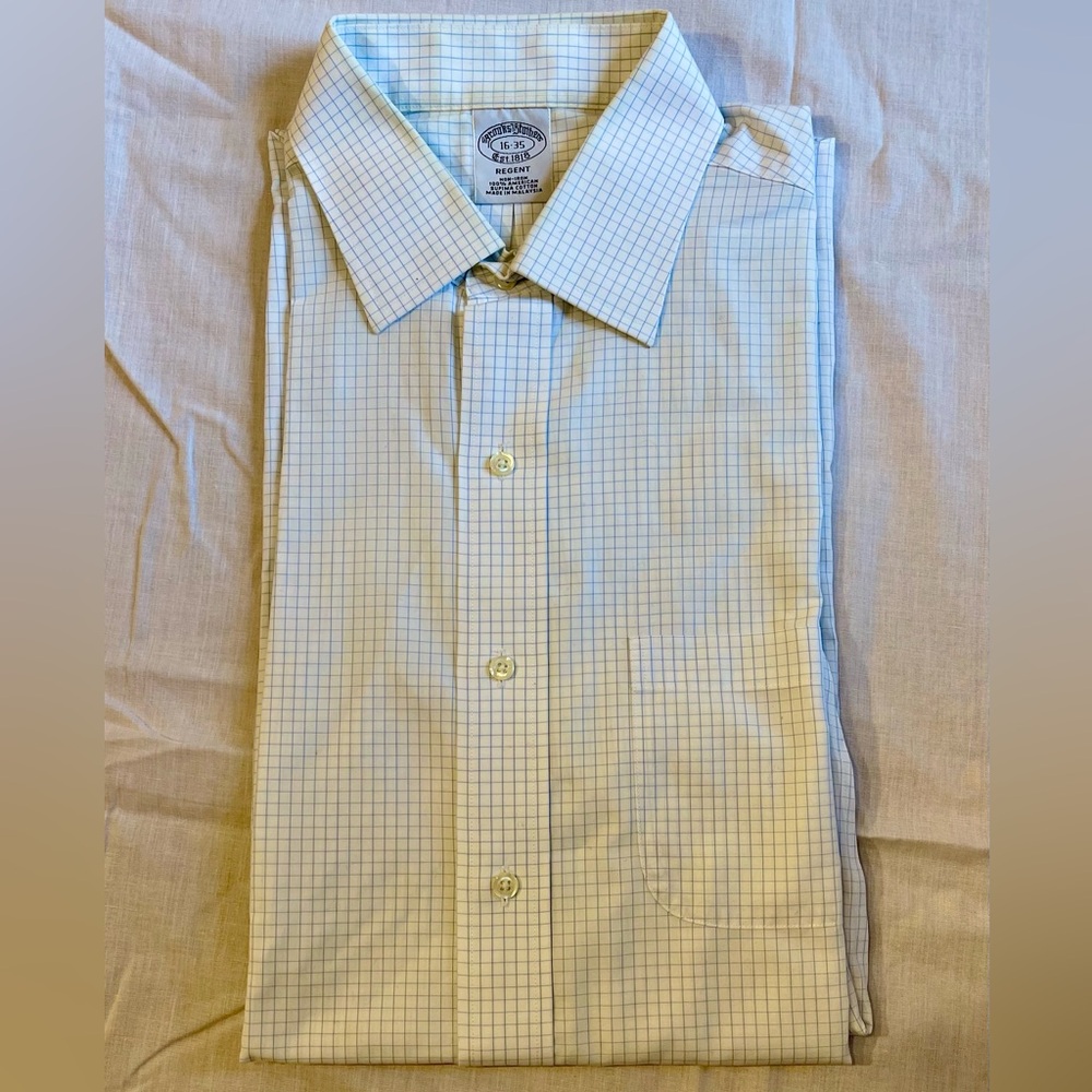 Brooks Brothers Light Blue Grid Dress Shirt